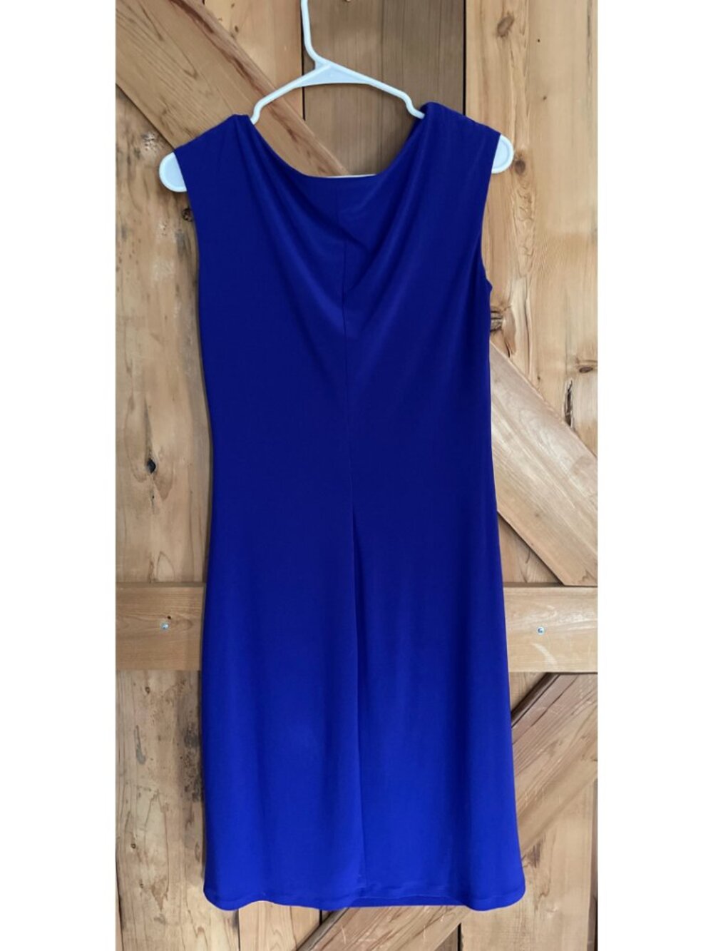Ralph Lauren Dress 8 Royal Purple/Blue Stretch Knit Ruched Sheath, Wedding Guest - Picture 3 of 6